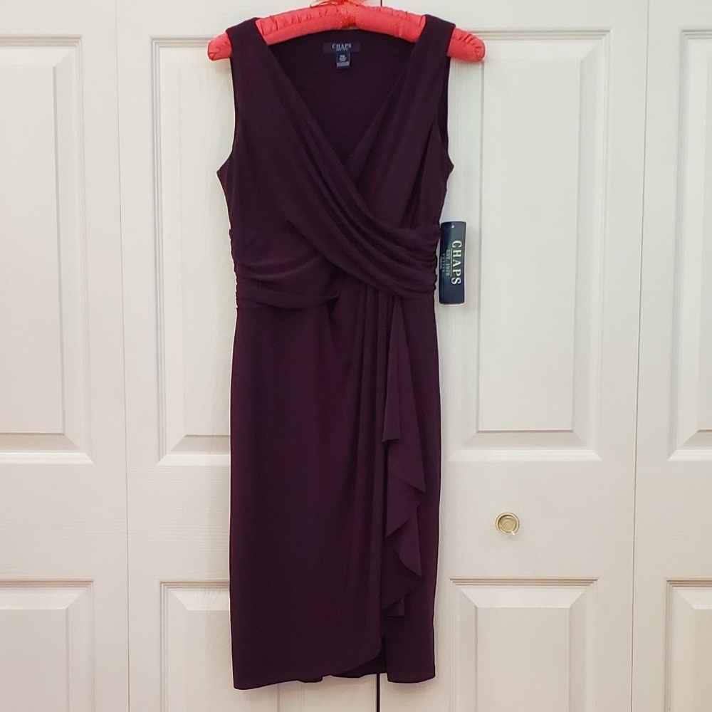 NWT CHAPS DRAPED FRONT DRESS - PM
